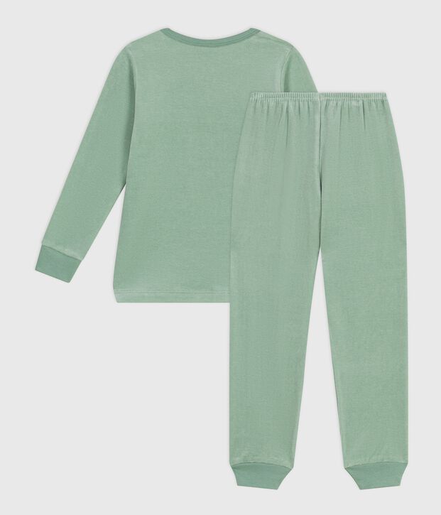 Pijama infantil de terciopelo verde