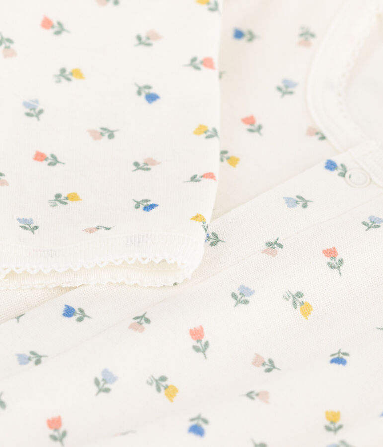Bodyjama de algod&oacute;n con flores blanco/multicolor