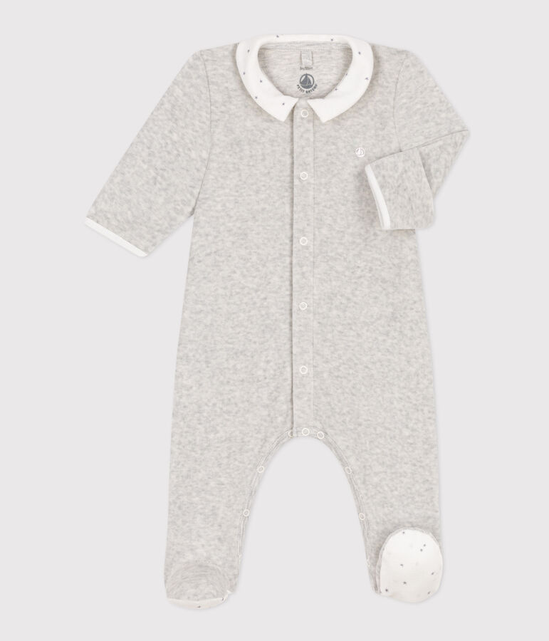 Pijama de terciopelo para beb&eacute; gris