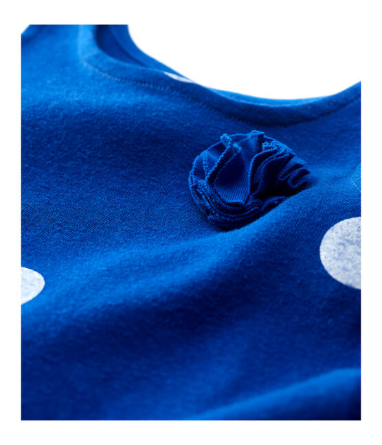 Vestido sin mangas de lino de bebé niña azul SURF/blanco MARSHMALLOW