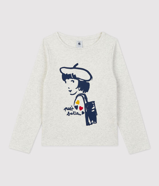 Camiseta de manga larga de algodón de niña beige MONTELIMAR CHINE