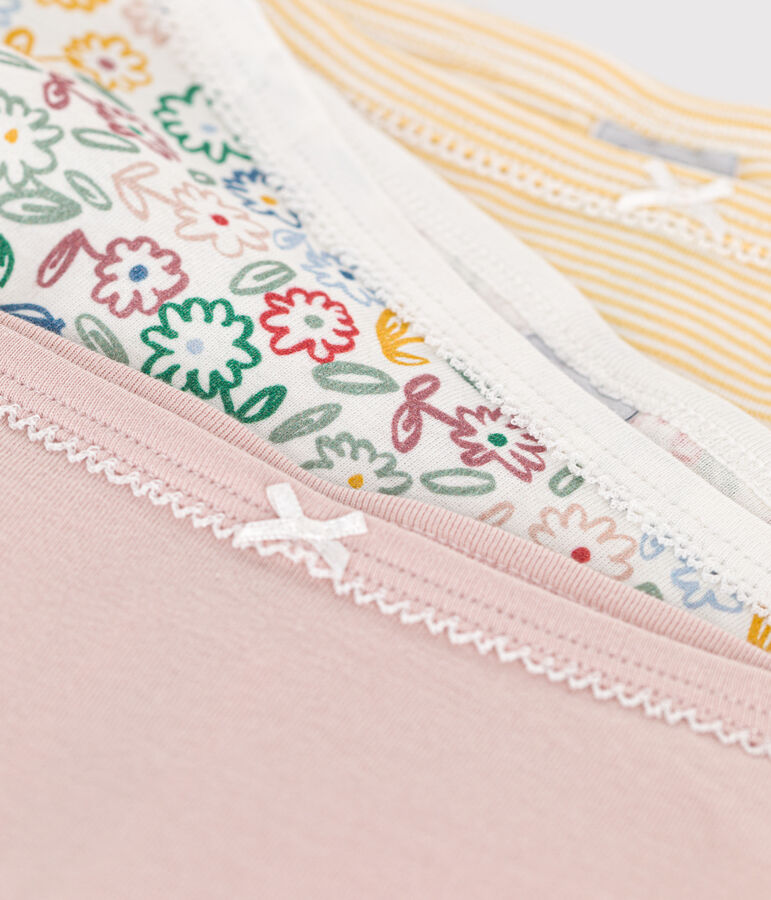 Juego de 3 braguitas de algod&oacute;n de talle alto con flor para ni&ntilde;a multicolor