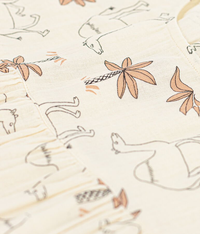 Vestido de manga corta de gasa de algod&oacute;n para ni&ntilde;a blanco AVALANCHE/ MULTICO