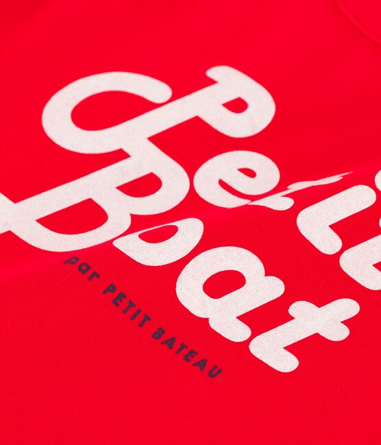 Camiseta de manga corta de algodón de niño rojo PEPS