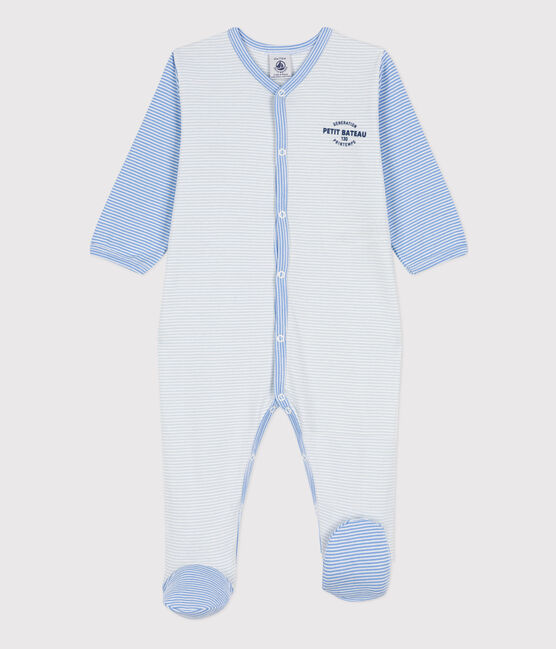 Pelele de algodón milrayas azul PERSE/blanco MARSHMALLOW