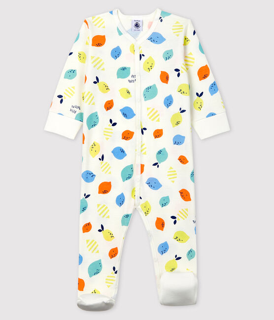 Pijama enterizo con pies desmontables de bebé de algodón ecológico blanco MARSHMALLOW/blanco MULTICO