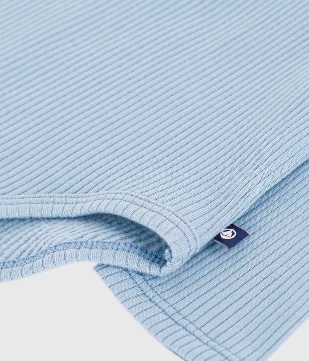 Body de algod&oacute;n liso con cuello vuelto para beb&eacute; azul