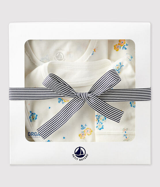 Estuche de regalo de nacimiento con flores de bebé de algodón orgánico variante 1