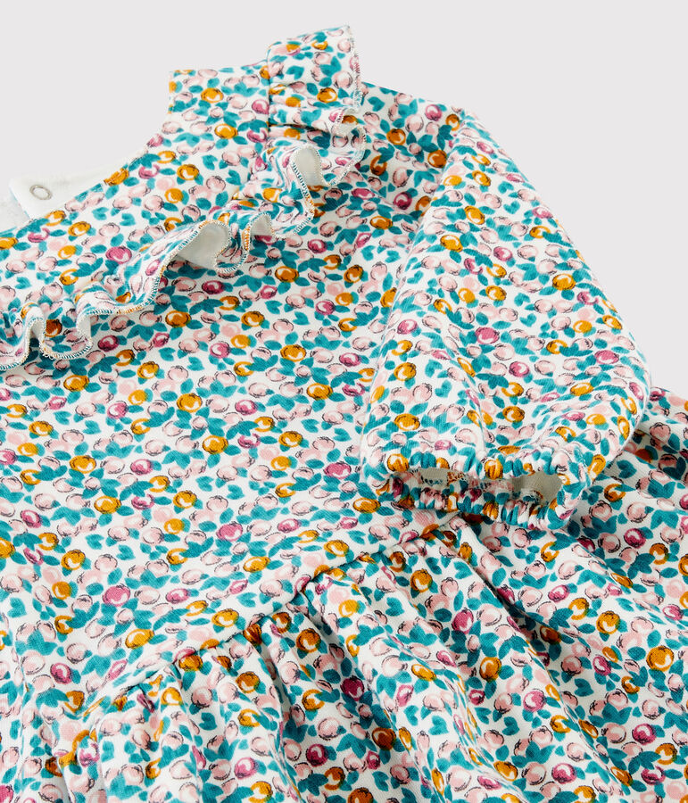 Vestido de manga larga para beb&eacute; ni&ntilde;a blanco/multicolor