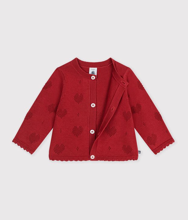 C&aacute;rdigan de algod&oacute;n con estampado de corazones para beb&eacute; rojo