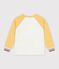 Camiseta infantil de algod&oacute;n de manga larga colorblock crudo/multicolor