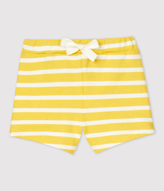 Shorts de jersey grueso de beb&eacute; amarillo/blanco