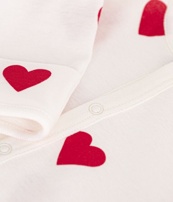 Mono saco de algodón con corazón para bebé blanco MARSHMALLOW/rojo TERKUIT