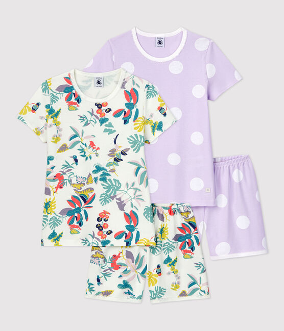 Lote de 2 pijamas cortos, uno de lunares y otro de jungla, de algodón de niña variante 1