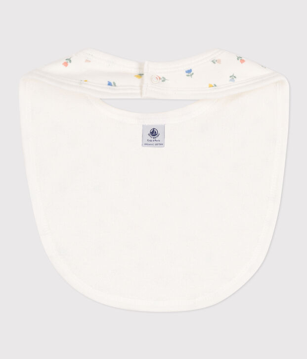 Babero de algod&oacute;n estampado blanco/azul