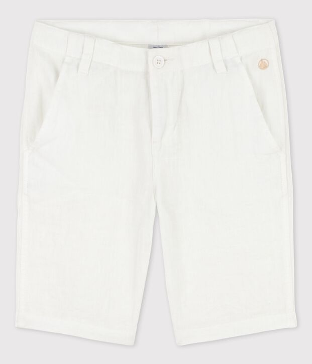 Bermudas de lino de ni&ntilde;o blanco