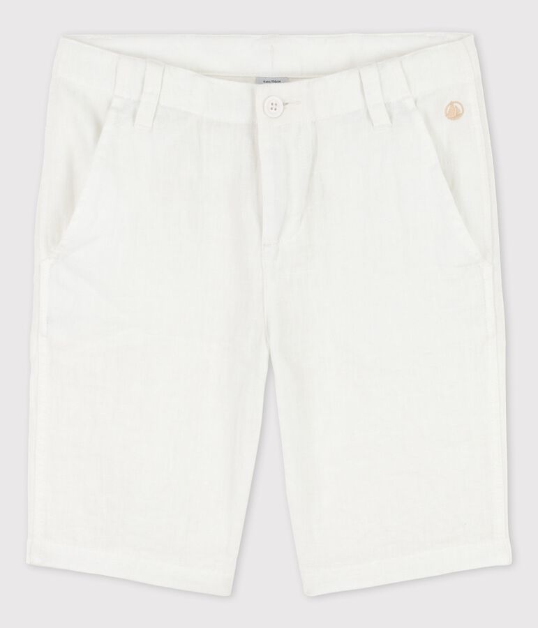 Bermudas de lino de ni&ntilde;o blanco