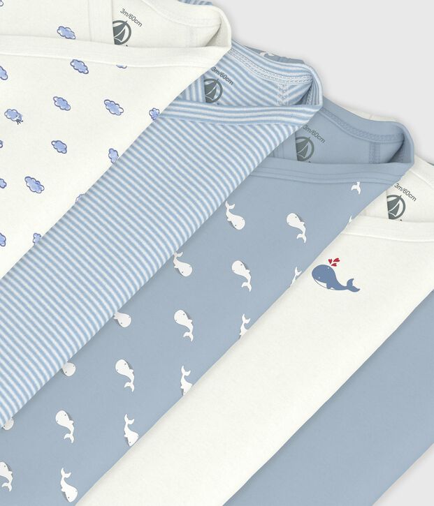 Juego de bodies cruzados y estampados de manga larga de algod&oacute;n para beb&eacute; multicolor