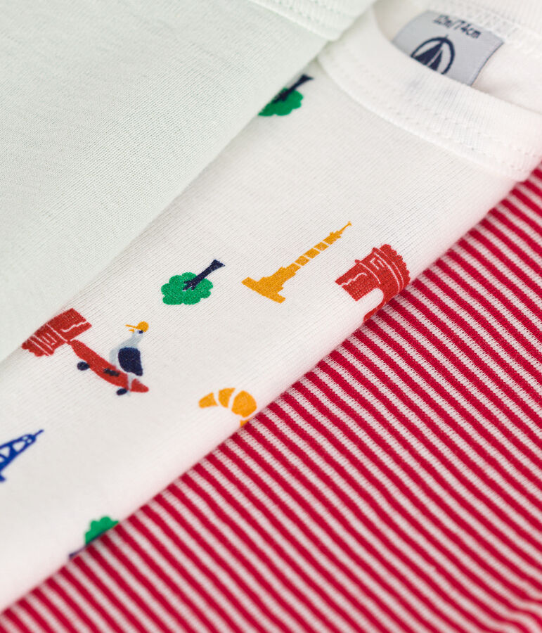 Juego de 3 bodis de algod&oacute;n de manga corta con motivo de Par&iacute;s para beb&eacute; multicolor