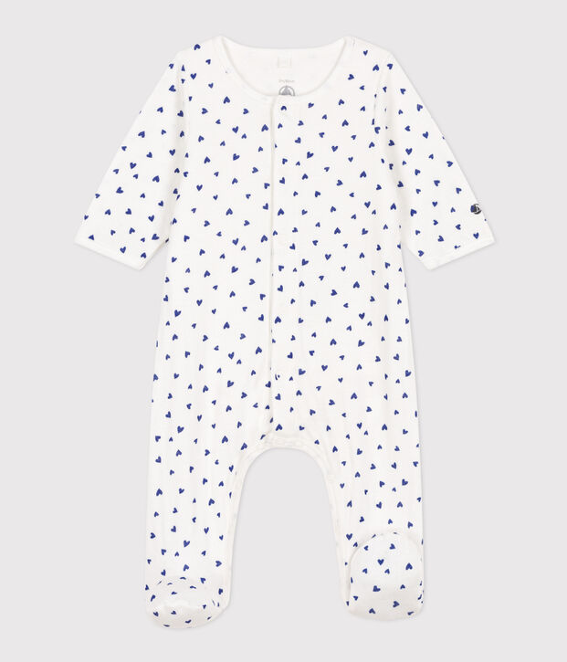 Bodyjama de t&uacute;bico con corazones blanco/azul