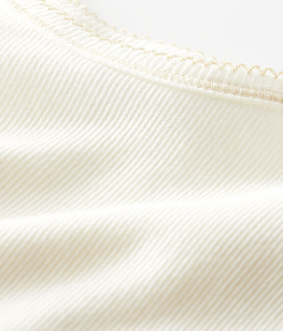 Camisa con tirantes de niña de algodón, lana y seda blanco MARSHMALLOW