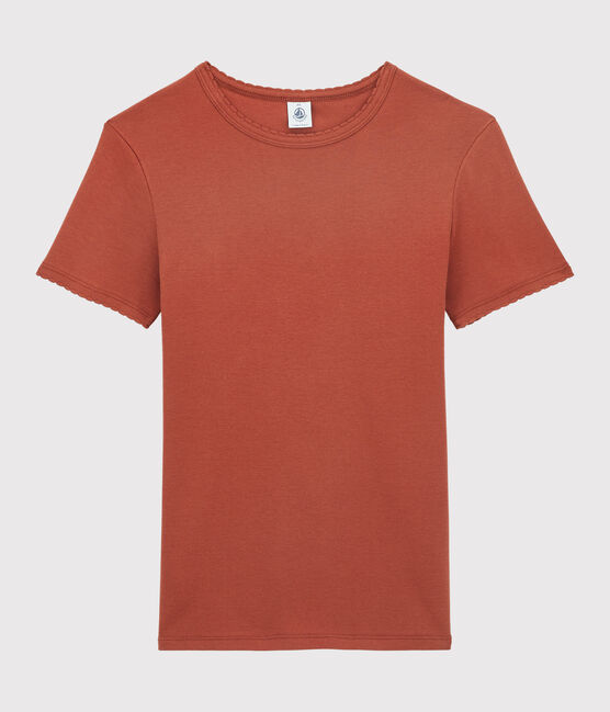 Camiseta ICÓNICA de punto «cocotte» de algodón orgánico para mujer marron OMBRIE