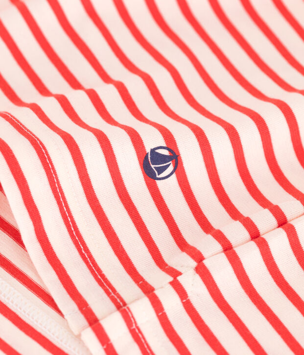 Camiseta Boxy de algod&oacute;n a rayas para mujer rojo/rojo