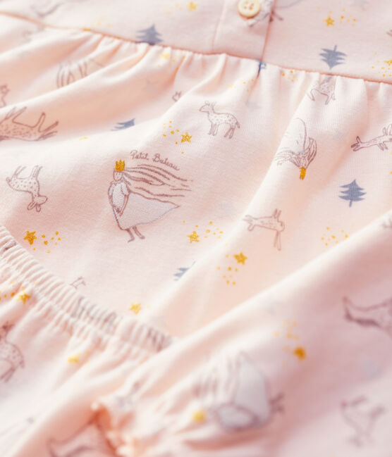 Pijama de niña con estampado de princesa de algodón rosa FLEUR/blanco MULTICO