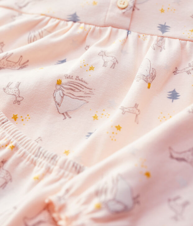 Pijama de ni&ntilde;a con estampado de princesa de algod&oacute;n rosa/multicolor