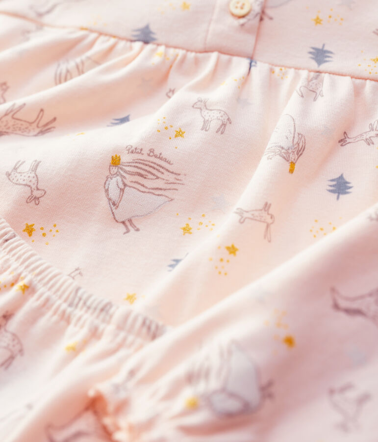 Pijama de ni&ntilde;a con estampado de princesa de algod&oacute;n rosa FLEUR/blanco MULTICO