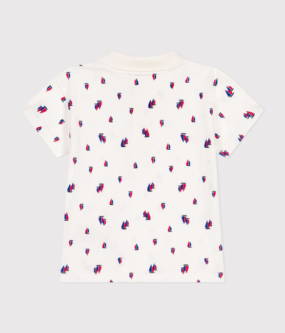 Polo de manga corta de punto fino para bebé blanco MARSHMALLOW/blanco MULTICO