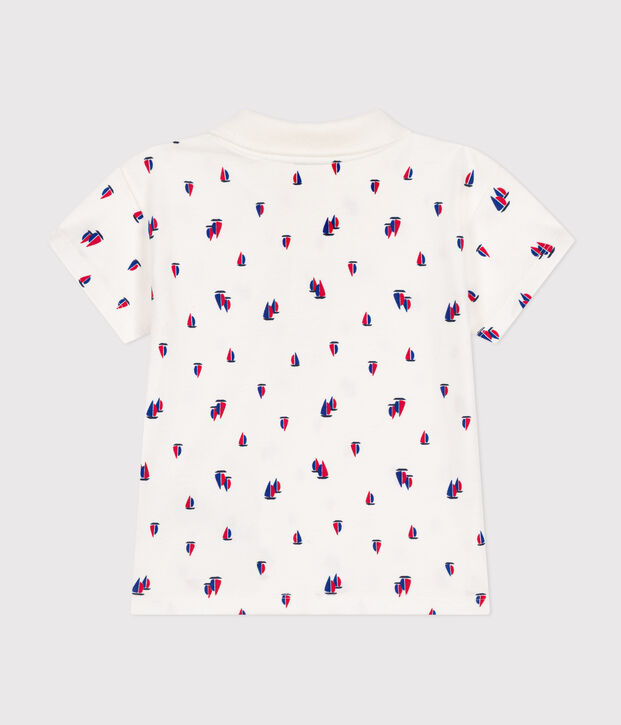 Polo de manga corta de punto fino para beb&eacute; blanco/multicolor