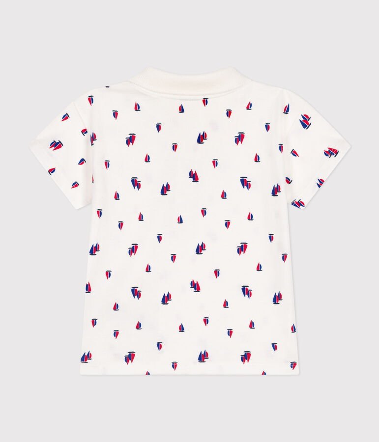 Polo de manga corta de punto fino para beb&eacute; blanco/multicolor