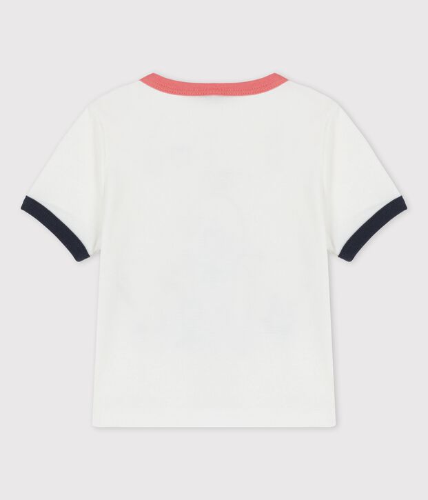 Camiseta de manga corta con motivo de algod&oacute;n ecol&oacute;gico de beb&eacute; blanco