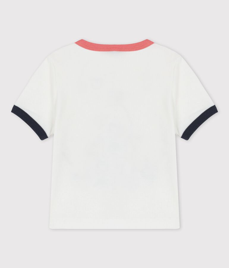 Camiseta de manga corta con motivo de algod&oacute;n ecol&oacute;gico de beb&eacute; blanco