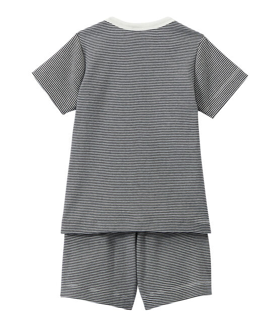 Pijama corto milrayas para niño azul SMOKING/blanco LAIT