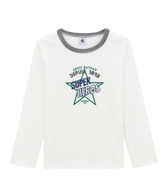 Camiseta de manga larga para niño blanco MARSHMALLOW