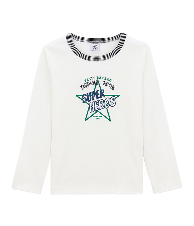 Camiseta de manga larga para ni&ntilde;o blanco