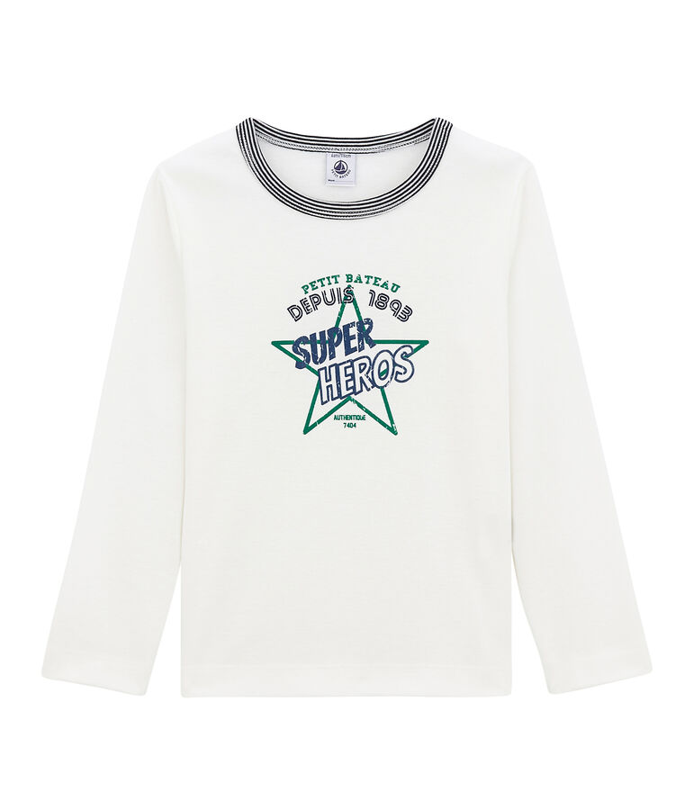 Camiseta de manga larga para ni&ntilde;o blanco