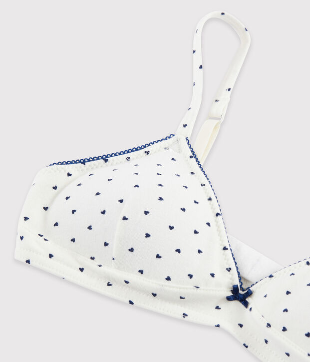 Sujetador con relleno con minicorazones para ni&ntilde;a blanco/azul