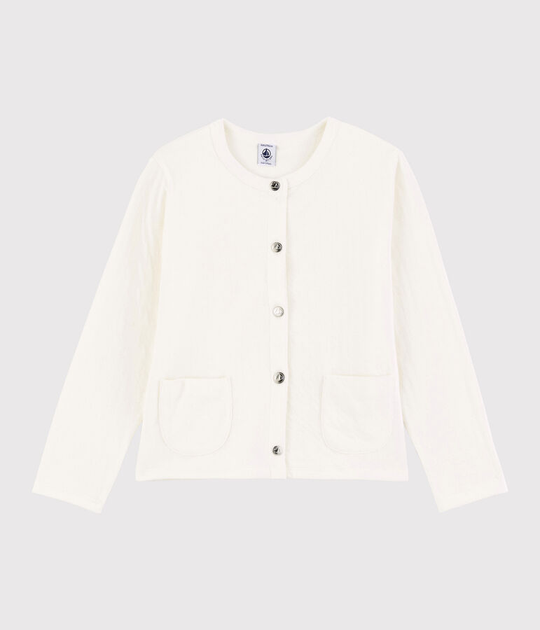 Rebeca de tejido tubular de ni&ntilde;a blanco MARSHMALLOW