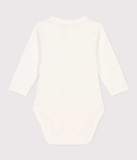 Body de manga larga con cuello de algodón de bebé blanco MARSHMALLOW
