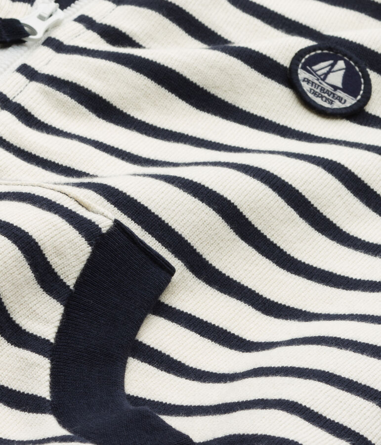 Sweat zipp&eacute; gar&ccedil;on en jersey lourd blanco/azul