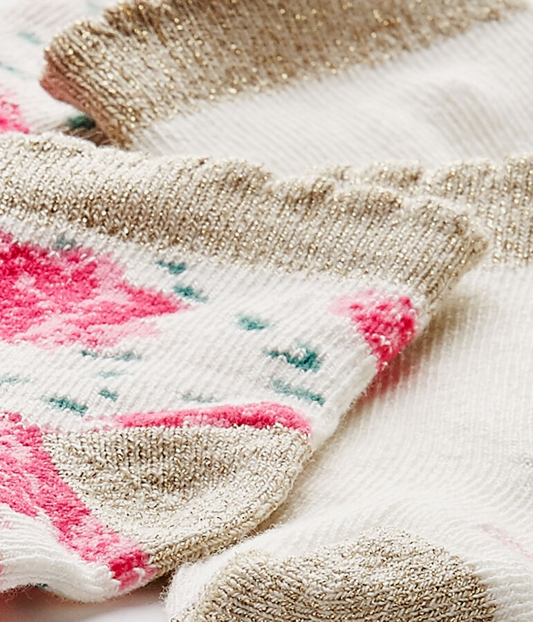 Lote de 2 pares de calcetines beb&eacute; ni&ntilde;a blanco