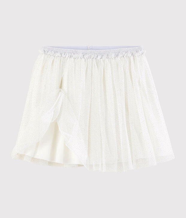 Falda de tul con lentejuelas de ni&ntilde;a blanco/gris