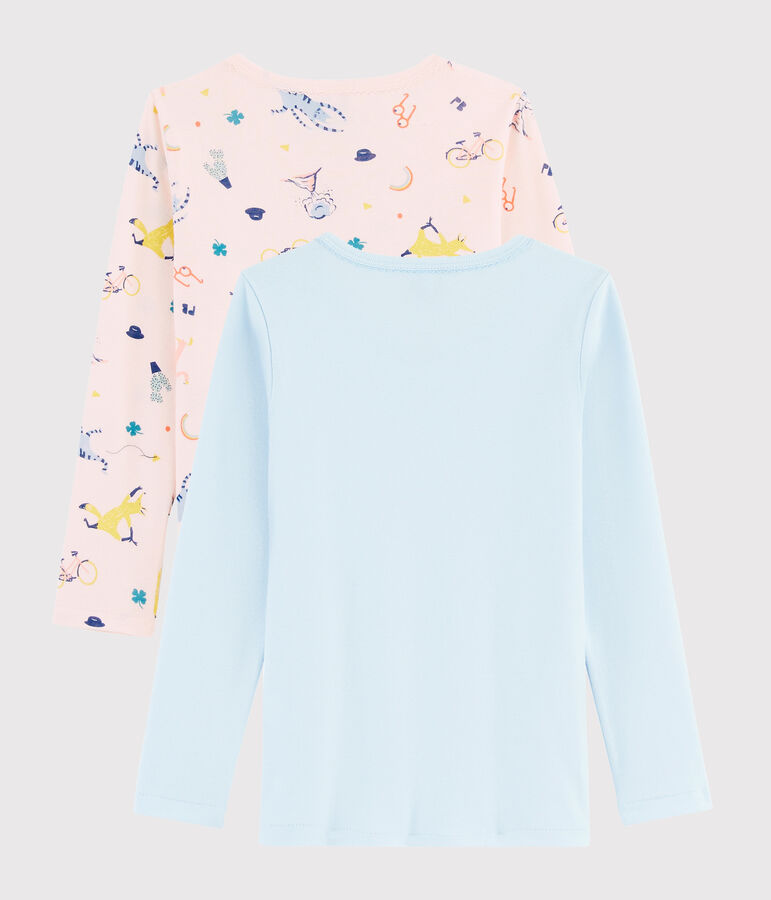 Juego de 2 camisetas de manga larga con animales yoga de ni&ntilde;a peque&ntilde;a multicolor