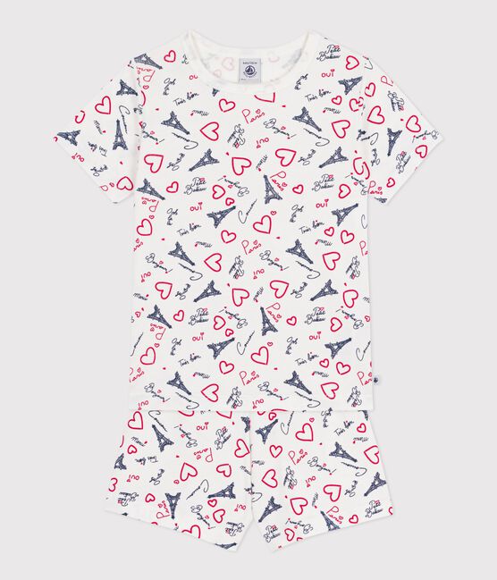 Pijama infantil corto de algodón con estampado de París blanco MARSHMALLOW/blanco MULTICO