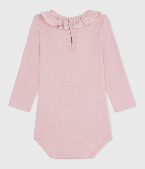 Body liso de algodón con cuello para bebé rosa JOLI