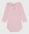 Body liso de algodón con cuello para bebé rosa JOLI