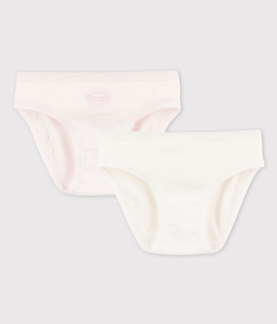 Juego de 2 braguitas de punto de milrayas rosas para niña pequeña variante 1